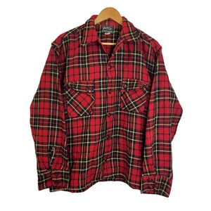 Pioneer Brand Sportswear Wool Size L Mackinaw Red Plaid Shirt Jac Made in Canada